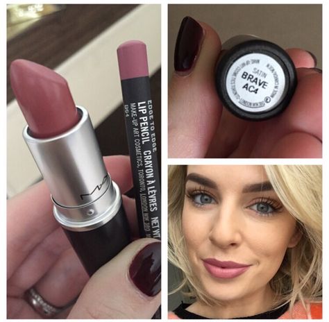 MAC LINER: EDGE TO EDGE MAC LIPPY: BRAVE Mac Brave Lipstick, Mac Brave, Diy Kosmetik, Beauty Make-up, Pinterest Makeup, Makeup Hacks, Mac Makeup, Mac Lipstick, Lipstick Makeup