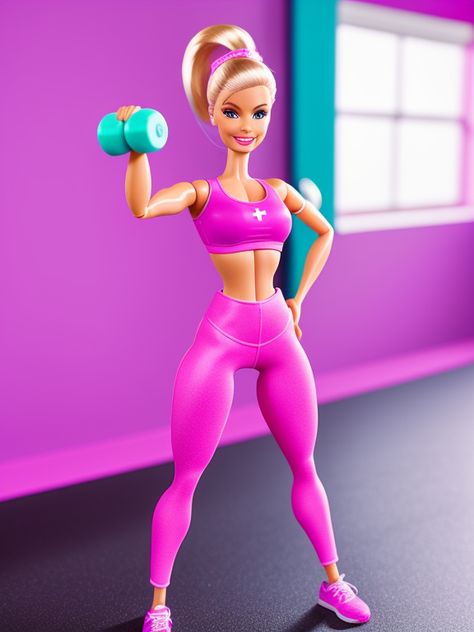 Gym Barbie, Barbie Workout, Fitness Barbie, Workout Barbie, Barbie Life, Marketing Content, Afro Hair, Everything Pink, Afro Hairstyles