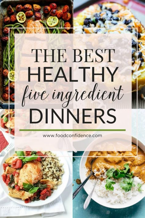 Looking for a healthy weeknight meal to make with just 5 ingredients? Here are 8 of the BEST healthy 5 ingredient dinners! Clean Dinner Recipes, Brain Healthy Foods, 5 Ingredient Dinners, Healthy Weeknight Meals, Foods Recipes, Healthy Dinners, Heart Healthy Recipes, 5 Ingredient, Quick Healthy