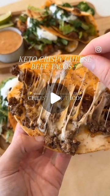 Keto Besties Ideas🌱🥑🌱 on Instagram: "KETO CRISPY CHEESY BEEF TACOS 🌮 by @moribyan   Get the full recipe here: https://moribyan.com/crispy-cheesy-ground-beef-tacos/  GROUND BEEF • 1 pound ground beef, 90/10 or 85/15 • 1 tablespoon olive oil • 2 teaspoons minced garlic • 2 teaspoons chili powder • 1 teaspoon coriander • 3/4 teaspoon salt or to taste • 1 teaspoon smoked paprika • 1 teaspoon cumin • 1 teaspoon oregano • 1/2 teaspoon black pepper • 1/4 teaspoon onion powder • 1/4 cup tomato sauce • 1 tablespoon cilantro, finely chopped   FOR ASSEMBLY • small flour or corn tortillas, for tacos • oil, for frying tacos • shredded Monterey Jack cheese • avocado • shredded lettuce • sour cream • tomatoes • pickled jalapeños  INSTRUCTIONS: MAKE THE GROUND BEEF • In a pan over medium heat, add oli Corn Tortillas For Tacos, Besties Ideas, Fried Tacos, Mini Tacos, Crispy Cheese, Beef Tacos, Ground Beef Tacos, Fried Beef, Keto Ideas