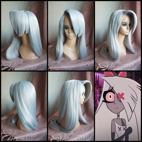 ❌HAZBIN HOTEL VAGGIE WIG❌ Aaand new one! Here's  the gray hair version😎 . . . ❤Stay tuned!❤ #vaggiehazbinhotel #vaggiecosplay… Vaggie Cosplay Hazbin Hotel, Vaggie Cosplay, Hazbin Hotel Vaggie, Cosplay Inspo, Vivziepop Hazbin Hotel, Deny Designs, Helluva Boss, Best Cosplay, Gray Hair