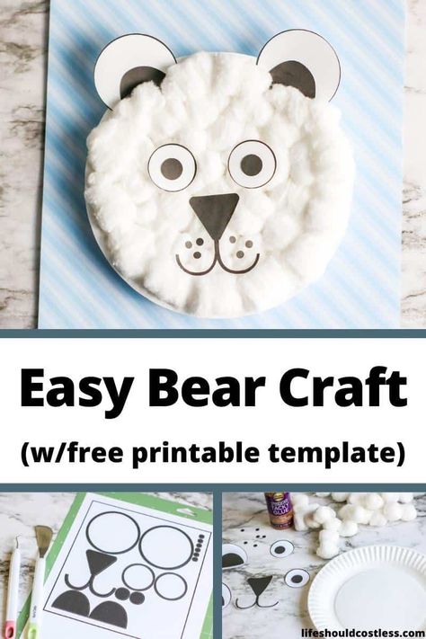 Polar Bear Paper Plate Craft, Easy Polar Bear Crafts For Kids, Cotton Ball Polar Bear Craft, Polar Bear Crafts For Toddlers, Polar Bear Template Free Printable, Paper Plate Polar Bear, Bear Paper Plate Craft, Polar Bear Template, Daycare Worksheets