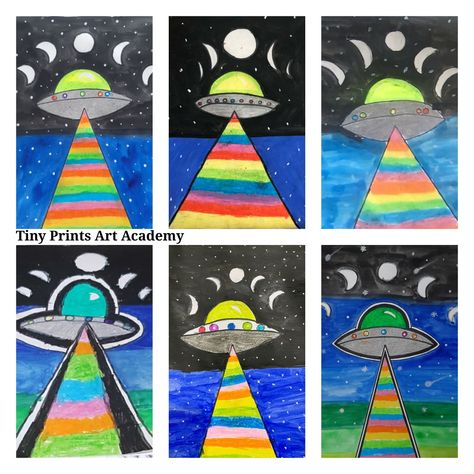 Space Art Lessons Elementary, Space Themed Art Projects, Alien Art For Kids, Art Based On Books, Alien Art Project, Outer Space Art Projects, Space Art Projects For Kids, Space Art For Kids, Space Themed Art