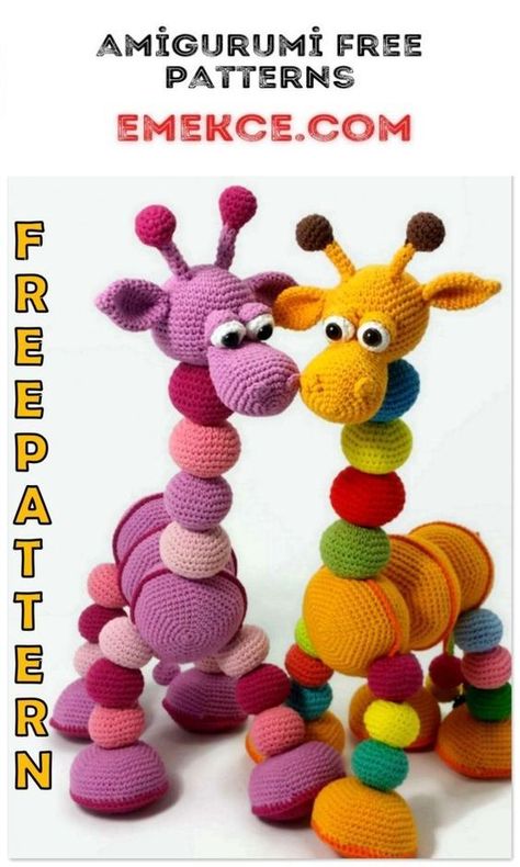 Amigurumi Rainbow Giraffe Free Crochet Pattern Amigurumi Rainbow, Rainbow Giraffe, Crochet Giraffe Pattern, Giraffe Crochet, Crochet Toys Free, Pola Amigurumi, Crochet Baby Toys, Giraffe Pattern, Crochet Animals Free Patterns