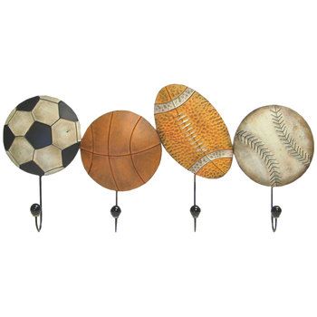 Sports Themed Bedroom, Metal Wall Hooks, Sport Bedroom, Home Decor Frames, Big Boy Bedrooms, Metal Wall Plaques, Baby Boy Room Nursery, Sports Room, Sports Wall