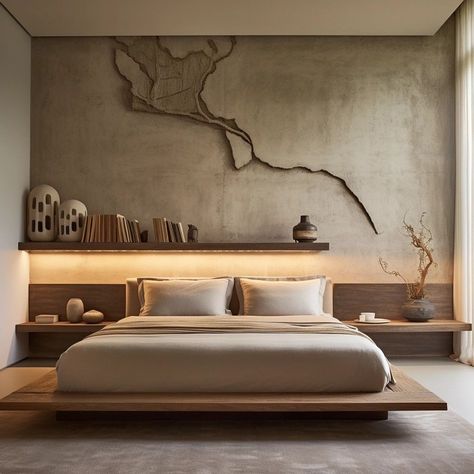 Bedroom Japanese Style Modern, European Bedroom Design, Japandi Bedroom Interior Design, Japan Bedroom, Modern Japanese Bedroom, Interior Organic, Asian Inspired Bedroom, Organic Interior, Modern Japanese Interior