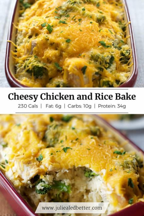 Macro Friendly Comfort Food, Macro Friendly Rice Recipes, Macro Friendly Casseroles, Low Carb Cheesy Chicken And Rice Meal Prep, Macro Friendly Chicken And Rice, Julie Ledbetter, Macro Friendly Chicken Fried Rice, Macro Ideas, Macro Foods