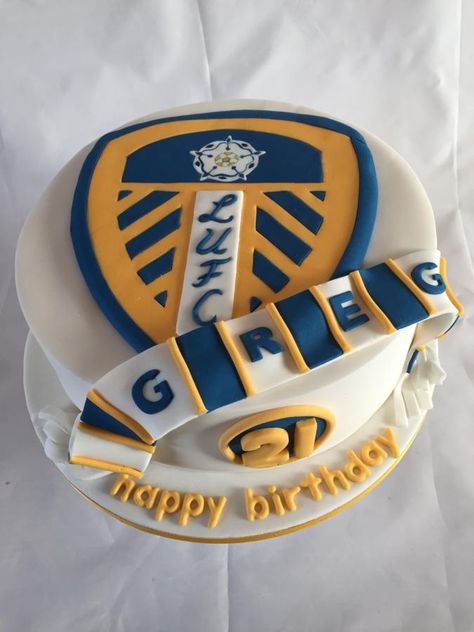 Leeds united  by jen lofthouse Leeds United Birthday Cake, Leeds United Cake, Manly Cake, Leeds Football, Football Cakes, Leeds United Football, 70th Birthday Cake, Birthday Cake For Him, Football Cake