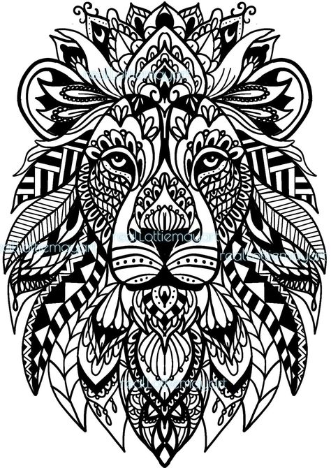 Lion Mandala, Zentangle Mandala, Color Images, Animal Prints, Safari Animals, Colouring Pages, I Tattoo, Drawing And Illustration, Body Art