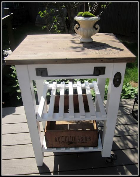 Next project! Just bought the kitchen island from Ikea. Kitchen Cart Makeover, Ikea Kitchen Cart, Ikea Bar Cart, Ikea Butcher Block, Bar Cart Design, Ikea Cart, Ikea Bekvam, Ikea Bar, Diy Keramik