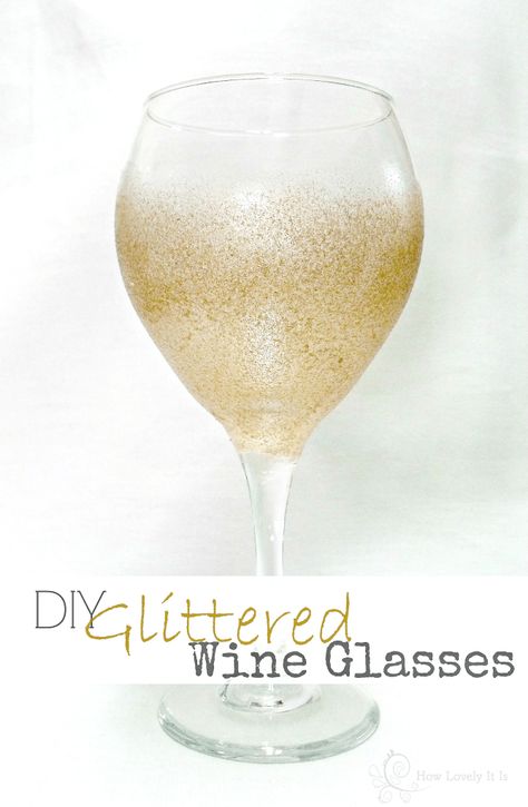 DIY Glittered Wine Glasses | How Lovely It Is Glitter Wine Glasses Diy, Glitter Tattoo Kit, Diy Glasses, Glitter Wine Glasses, Diy Wine Glasses, Glitter Glasses, Wine Glass Art, Glitter Wine, Painted Glasses