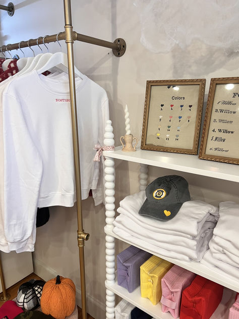 Checkout our new corner of the store :) Collegiate Embroidered Crew Neck T-shirts, 50th Clothing, Embroidery Store, Color Crew, Short Loungewear, Embroidered Crewneck, Trendy Designs, Lower Case, Fall Collections