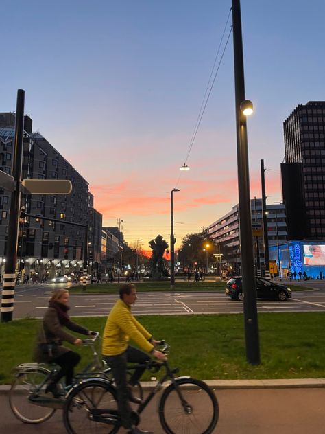 Netherlands Bicycle, Rotterdam Aesthetic, Netherlands Tourism, Rotterdam City, Sunset Autumn, Autumn City, Rotterdam Netherlands, Bike Aesthetic, Netherlands Travel