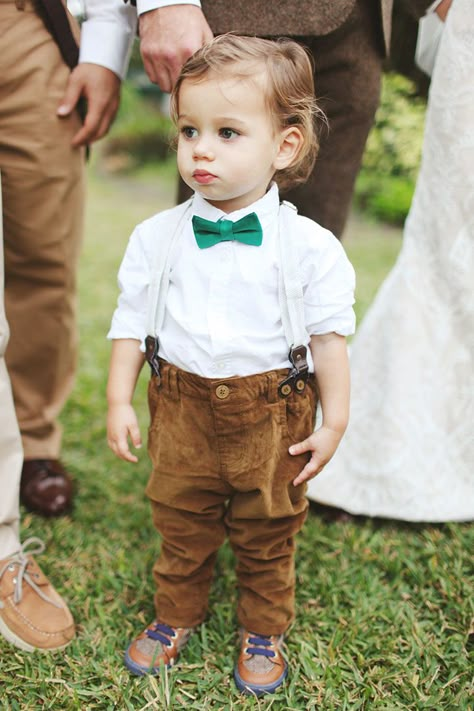 The 20 Most Adorable Children to Ever Attend Weddings Tie And Suspenders, Ring Bearer Flower Girl, Bearer Outfit, Emerald Green Weddings, Ring Bearer Outfit, Emerald Wedding, Ring Bearer, Here Comes The Bride, Flower Girls