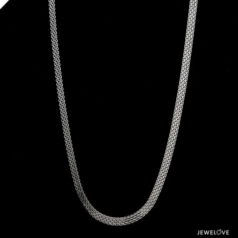 PLATINUM CHAINS Plain platinum chain for Men. This Chain crafted in Pt 950. Metal : Platinum  Platinum Purity : 95%         Platinum Purity Mark : Pt 950   Width : 3.25 mm Thickness : 0.75 mm  Chain Length : 18 inches / 20 / 22 / 24 / 26 / 28 inches (as selected above) Estimated Platinum Weight : 10.45 grams (for 20 inches) Certificate of Authenticity : Platinum Guild International Men Chain, Indian Jewelry Earrings, Platinum Chain, Chain For Men, Chains For Men, Indian Jewelry, Chain Lengths, Chains Necklace, Platinum