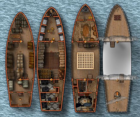 Pirate Ship Layout, Ship Maps Dnd, Dnd Ship Battle Map, Dnd Ship Map, Dnd Ship, Ship Layout, Medieval Ship, Frigate Ship, Merchant Ship