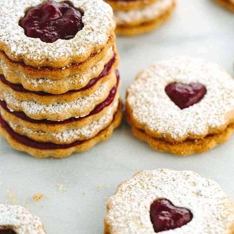 Cranberry Orange Linzer Cookies Recipe | Jessica Gavin Cranberry Orange Jam, Linzer Cookies Recipe, Orange Jam, Cranberry Jam, Cookie Sandwiches, Linzer Cookies, Orange Cookies, Almond Flavor, Cranberry Orange