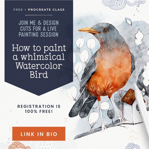 Live painting session this Thursday! Come join me and @designcuts for an hour of watercolour painting 🤗🙌 yay! We'll be painting a whimsical bird in Procreate using my latest AquaReal 2 brushes. Link in bio! See you there x #livedrawing #freepaintingclass #freepaintinglive #learntopaint #procreatetutorial Watercolour Digital Illustration, Whimsical Art Paintings Watercolour, Procreate Watercolor, Whimsical Art Paintings, Watercolor Birds, Procreate Tutorial, Live Painting, Watercolour Illustration, Illustration Digital