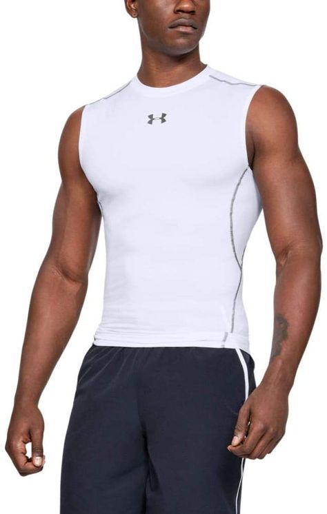 AmazonSmile: Under Armour Men's HeatGear Armour Sleeveless Compression T-shirt: Clothing Fitness Body Men, Sleeveless Compression Shirt, Compression Shirt Men, Gym Wear Men, Compression T Shirt, Fitness Shirt, English Men, Workout Attire, Dri Fit Shirt