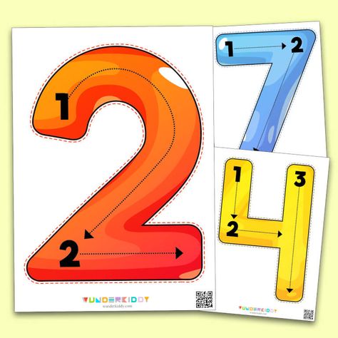 Flash cards «Learn numbers» - Download or print for free Preschool Number Tracing, Number Recognition Worksheets, Number Writing Practice, Educational Math Games, Preschool Number Worksheets, Number Writing, Motor Coordination, Free Printable Math Worksheets, Fun Math Activities