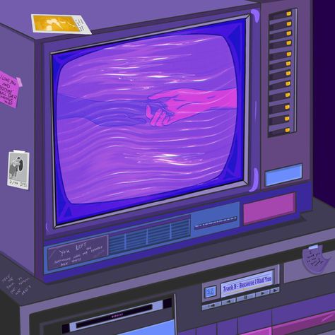 Box Tv Drawing, Anime Tv Aesthetic, Bedroom Isometric, Wave Aesthetic, Spotify Icon, Animation References, Lofi Aesthetic, Art 2023, Retro Radio