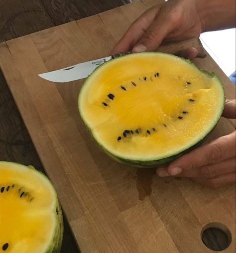 Yellow Watermelon Aesthetic, Yellow Watermelon, Recipes Summer, Yellow Aesthetic, Summer Solstice, Avocado Egg, Melon, Watermelon, Pineapple