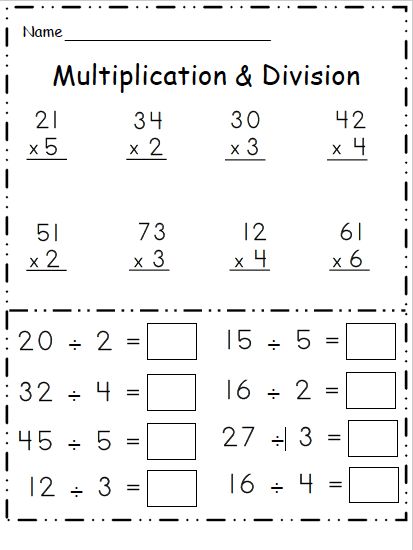 Multiplication And Division Math - Worksheet School Math Worksheets Multiplication, Worksheet Numbers, Free Multiplication Worksheets, Multiplication And Division Worksheets, Division Math, Kindergarten Math Worksheets Free, 3rd Grade Math Worksheets, Dolch Words, Division Worksheets