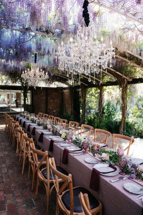 Wisteria Wedding Colors, Reception Venue Decorations, Wedding Venues In Texas, Lavender Wedding Theme, Wisteria Wedding, Easy Weddings, Purple Wedding Theme, Easy Wedding Planning, Botanical Gardens Wedding