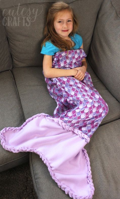 No-Sew Fleece Mermaid Tail Blanket Pattern - Cutesy Crafts Fleece Mermaid Tail Blanket, Mermaid Tail Blanket Pattern, Fleece Sewing, Cape Tutorial, Fleece Crafts, Baby Blanket Tutorial, Girls Mermaid Tail, No Sew Fleece Blanket, No Sew Blankets