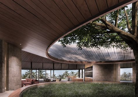 Luxury Resort Interior, Alexis Dornier, Social Housing Architecture, Pitch Roof, Form Architecture, Circular Buildings, Round Building, Secret House, Timber Buildings