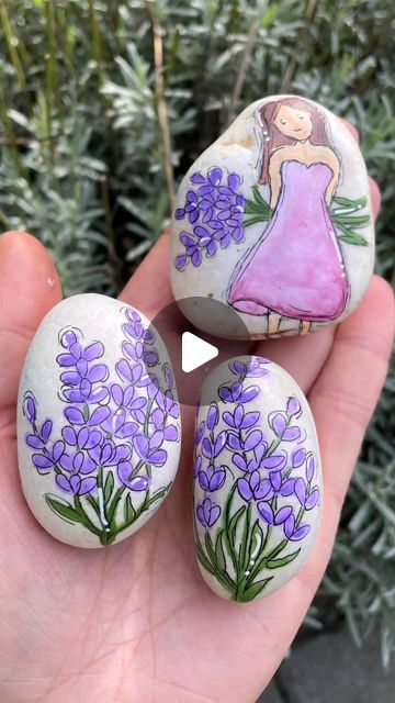 Lavender Painted Rocks, Lavender Paint, Painted Rocks Kids, Rock Artists, Kindness Rocks, Favorite Season, Painted Rock, Rock Painting, So Excited