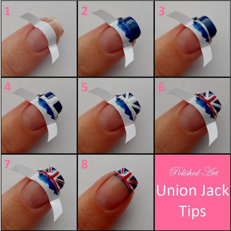 Union Jack Nails, Jack Nails, Flag Nails, French Tip Nail Art, Nagel Tips, French Nail Designs, New Nail Art, Nail Polish Designs, Cute Nail Designs