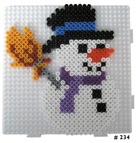 HAMA - Snowman Snowman Hama Beads, Perler Bead Designs, Perler Pattern, Christmas Perler Beads, Diy Christmas Ornaments Easy, Fuse Bead Patterns, Hama Beads Design, Motifs Perler, Hama Beads Patterns