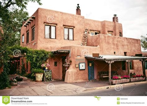 Historical Houses Of Santa Fe, New Mexico Stock Photo - Image of detail, building: 30635660 Adobe House Plans, Historical Houses, Old Victorian Homes, Adobe Home, Santa's House, Adobe House, Santa Fe Style, Mother Earth News, Santa Fe New Mexico