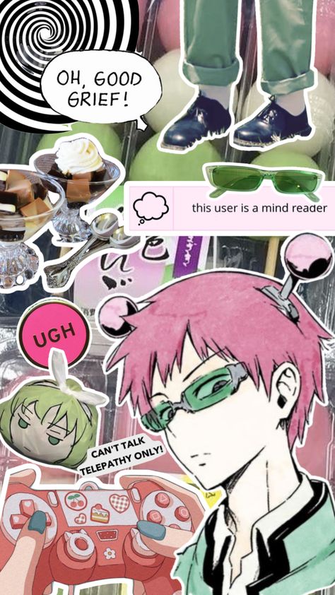 #saiki #pink #green #manga #saikik #anime Saiki K Wallpaper Ipad, Saiki K Computer Wallpaper, Saiki K Phone Theme, Saiki K Aesthetic Wallpaper, Saiki Wallpaper Aesthetic, Saki K Wallpaper, Saiki K Wallpaper Desktop, Kusuo Saiki Fanart, Saikik Anime