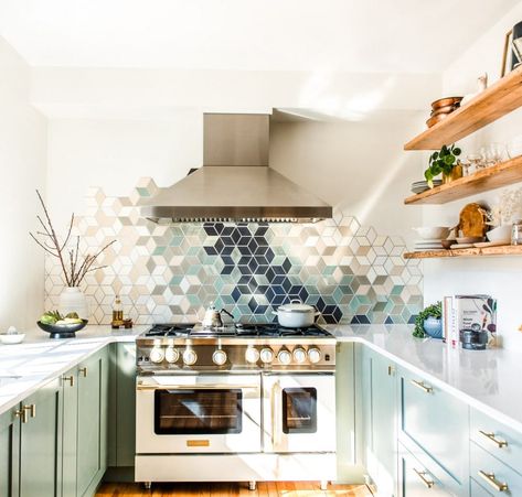 Modern U Shaped Kitchens, Small U Shaped Kitchens, Ceramic Kitchen Tiles, Custom Tile Design, Modern Kitchen Renovation, Custom Backsplash, Mercury Mosaics, Kitchen Transformation, U Shaped Kitchen