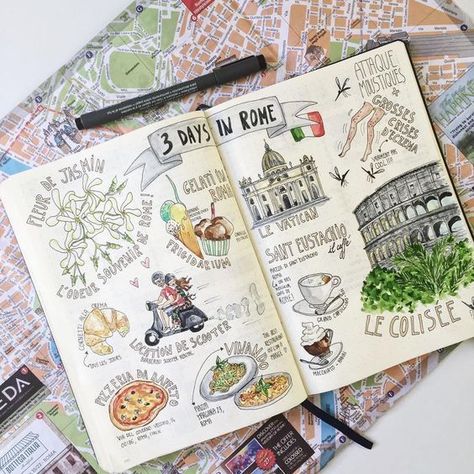 How to make a DIY travel journal or travel scrapbook | That Adventurer Bullet Journal Voyage, Voyage Sketchbook, Journal D'inspiration, Best Travel Journals, Kunstjournal Inspiration, Sketch Note, Travel Journal Scrapbook, Album Journal, Travel Art Journal