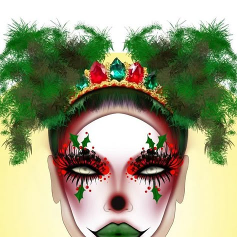 Christmas Clown Makeup, Inspi Makeup, Haunt Makeup, Christmas Clown, Clown Face Paint, Clown Faces, Face Chart, 2022 Christmas, Instagram Christmas