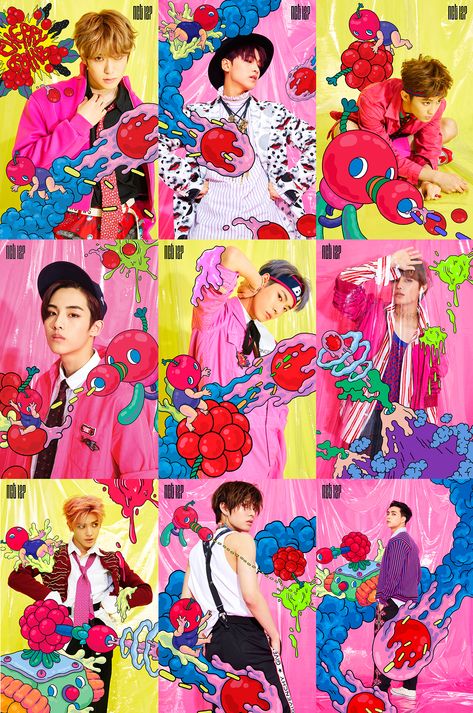 S.M.ENTERTAINMENT NCT127 - CHERRY BOMB Nct Cherry Bomb, Cherry Bomb Album, Kpop Posters, Cherry Bomb, Pop Design, Korean Artist, Weird World, 가을 패션, Kpop Wallpaper