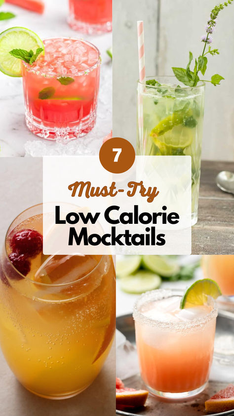 Low Calorie Mocktails Calorie Free Mocktail, Mocktails Non Alcoholic Easy Low Calorie, Low Calorie Mocktail Recipe Fall, Low Calorie Mocktails Non Alcoholic, Mocktails Low Calorie, Mocktails Non Alcoholic Low Calorie, Low Cal Mocktail Recipe, Low Calorie Non Alcoholic Drinks, Low Calorie Punch