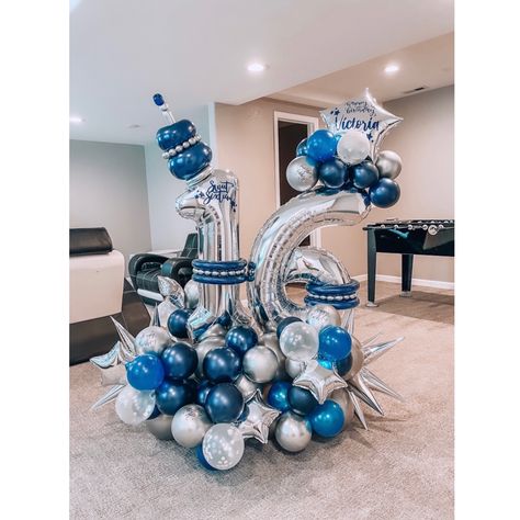 #personalized #decoration made from #balloons #balloongarland #balloondecor #balloonstylist #balloonbackdrop #balloonista #decorationideas #party #partydecor #partydecorationideas #birthday #birthdayparty #birthdaypartyideas Balloon Bouquet For Men, Sweet 16 Balloons, Balloons Number, Boy 16th Birthday, Man Bouquet, Navy Blue Party, Balloon Business, Balloons Decor, 1st Birthday Balloons