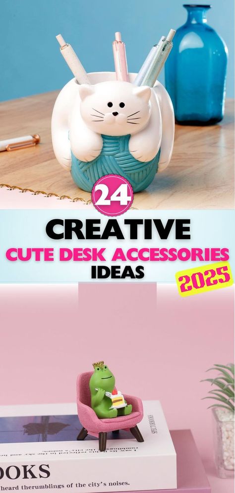 Searching for 2025's cutest desk accessories? Find the most popular items that blend fun and functionality to make your workspace more inviting and productive. Diy Desk Accessories Office, Fun Office Desk Accessories, Desk Figurines, Diy Desk Accessories, Cool Desk Accessories, Fun Desk, 2025 Trends, Cute Desk Accessories, Girl Desk