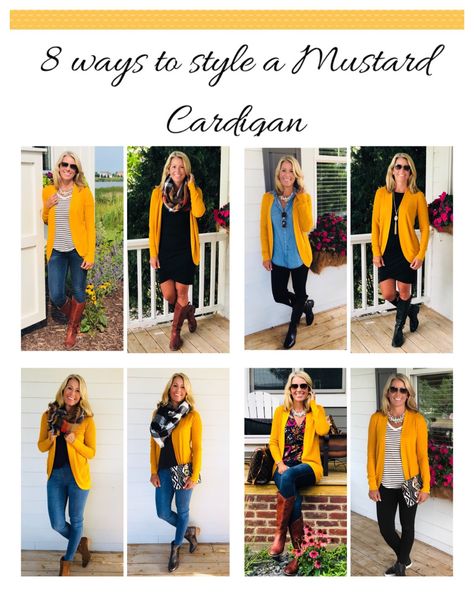 Cardigan Fall Outfit, Mustard Cardigan, Teaching Outfits, Cardigan Outfit, Yellow Cardigan, Cardigan Outfits, Outfit Trends, Budget Fashion, Fall Fashion Trends