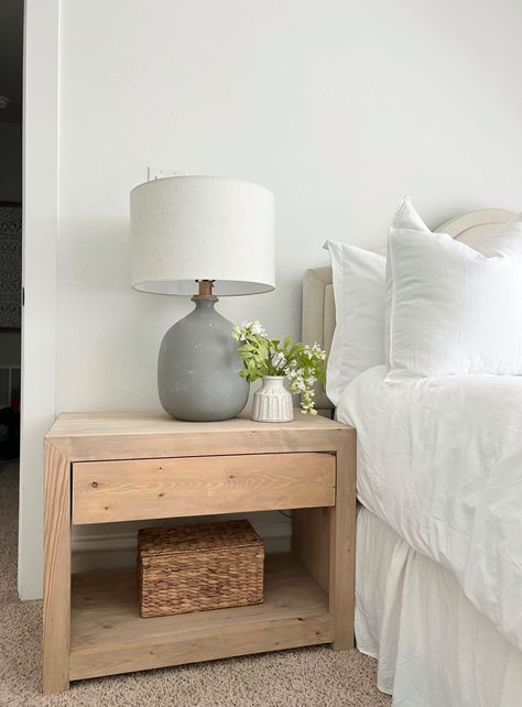 How to build a DIY Modern Nightstand - Shanty 2 Chic Accent Nightstand Bedroom Ideas, How To Build A Nightstand, Bedroom Night Stand Ideas, Modern Nightstand Diy, Diy Bedside Table Easy, Wood Nightstand Diy, Night Stand Ideas, Oversized Nightstand, Diy Night Stand