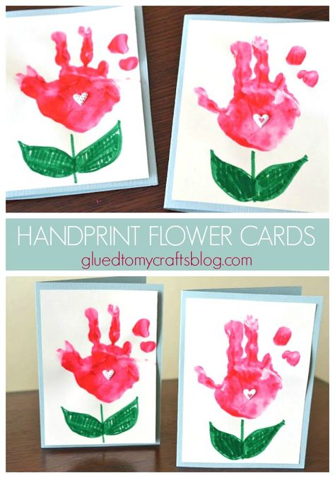 Handprint Flower, Mothers Day Crafts Preschool, Mothers Day Cards Craft, Easy Mother's Day Crafts, Mother's Day Activities, Hand Crafts For Kids, Mothers Day Crafts For Kids, Cards For Kids, Handprint Crafts