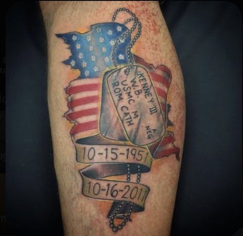 American Flag Sleeve Tattoo, Dog Tags Tattoo, Grandpa Memorial, American Flag Tattoos, Breastfeeding Tattoo, Flag Tattoos, Military Tattoo, Patriotic Tattoos, Army Tattoos