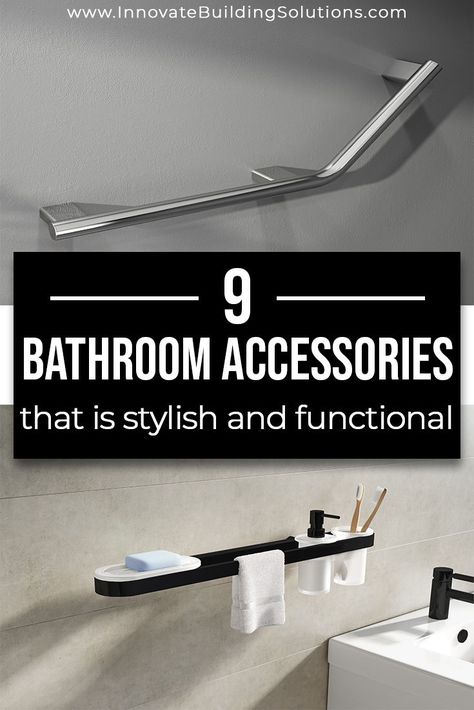 Here are some stylish and functional bathroom project ideas you can use in your bathroom! Read more here! | Innovate Building Solutions | #BathroomRemodel #ShowerAccessories #GrabBars | Bathroom Shower Handles | Grab Bars | Bathroom Project DIY Walk In Shower Accessories, Shower Grab Bars Design, Decorative Shower Grab Bars, Designer Grab Bars, Shower Grab Bar Ideas, Bathroom Grab Bar Ideas, Shower Accessories Ideas, Grab Bars In Shower Walk In, Sink Bathroom Ideas