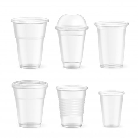 Set of realistic plastic disposable food... | Free Vector #Freepik #freevector #food #water #table #packaging Plastic Glasses, Disposable Cups, Cafe Shop, Plastic Glass, Plastic Cups, Blender 3d, Plastic Containers, Frappe, Free Vector Art