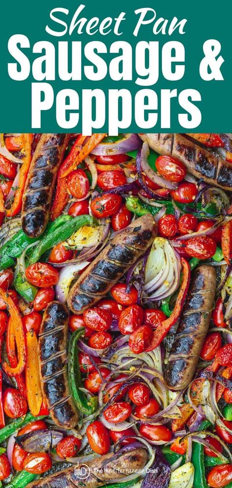 Moroccan Chicken Recipe, Sausage Peppers And Onions, Sausage Peppers, The Mediterranean Dish, Sausage Dishes, Italian Herbs, Sausage Bake, Easy Mediterranean Diet Recipes, Sausage And Peppers