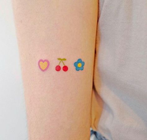 All Pink Tattoo, Small Colour Tattoo, Really Bad Tattoos, Pastel Tattoo, Small Colorful Tattoos, Cute Tiny Tattoos, Lily Tattoo, Temp Tattoo, Bad Tattoos